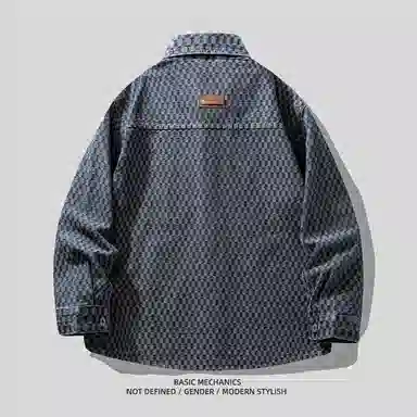 HZWH Vintage Checkered Denim Shirt