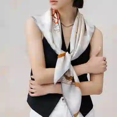 上海故事 茶颜悦色印花真丝高级感大方巾礼盒装 丝巾 女款