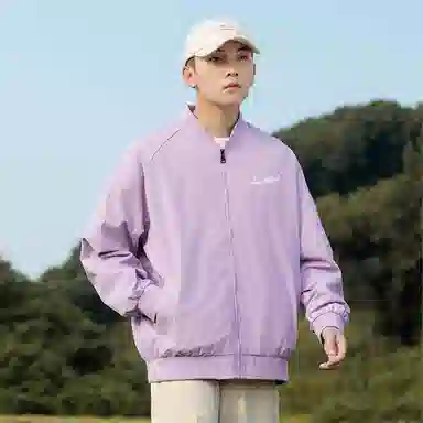 快鱼 美式复古简约个性花体字母印花设计感青少年纯色基础款宽松休闲时尚百搭飞行教练长袖外套夹克 男女同款