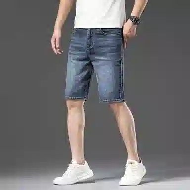 【dme】 美式复古宽松百搭直筒纯色时尚休闲简约中腰牛仔短裤 男女同款