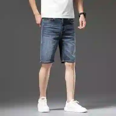 【dme】 美式复古宽松百搭直筒纯色时尚休闲简约中腰牛仔短裤 男女同款