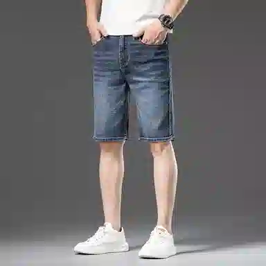 【dme】 美式复古宽松百搭直筒纯色时尚休闲简约中腰牛仔短裤 男女同款