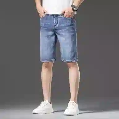 【dme】 美式复古宽松百搭直筒纯色时尚休闲简约中腰牛仔短裤 男女同款