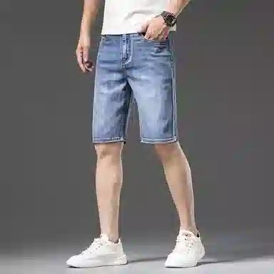 【dme】 美式复古宽松百搭直筒纯色时尚休闲简约中腰牛仔短裤 男女同款