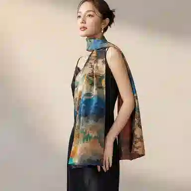 上海故事 梦色山河香云纱真丝长巾桑蚕丝礼盒装 披肩 女款