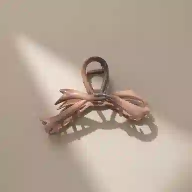 沂茹 时尚森系简约日常通勤百搭气质渐变咖烤漆丝带大号后脑勺盘发发抓文艺甜美减龄几何 合金 发夹 女款