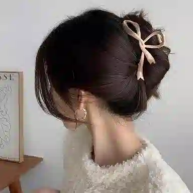 沂茹 时尚森系简约日常通勤百搭气质渐变咖烤漆丝带大号后脑勺盘发发抓文艺甜美减龄几何 合金 发夹 女款