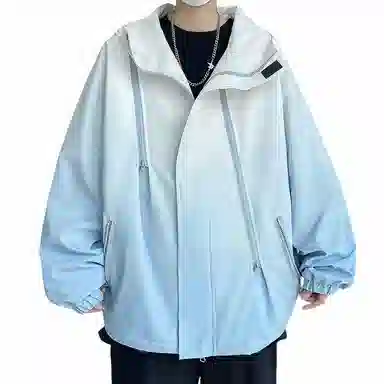 红蜻蜓  山系户外机能风登山徒步运动渐变双拉链设计防风防泼水休闲宽松连帽夹克 冲锋衣外套 男女同款