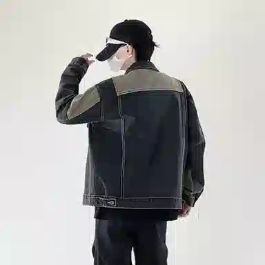 大卫贝肯 美式潮牌高街基础款简约拼接潮流休闲百搭宽松翻领牛仔外套 男女同款