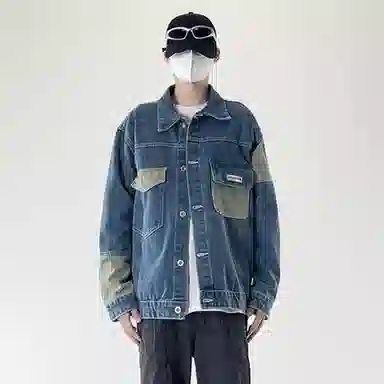 大卫贝肯 美式潮牌高街基础款简约拼接潮流休闲百搭宽松翻领牛仔外套 男女同款