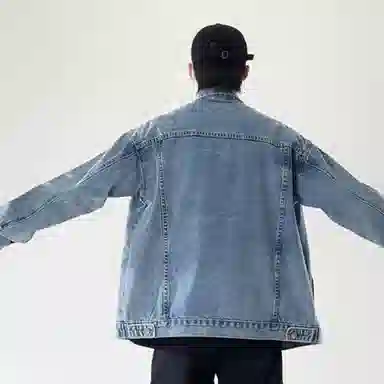 大卫贝肯 美式复古学院风简约基础款日常通勤百搭宽松舒适长袖翻领牛仔外套 男女同款