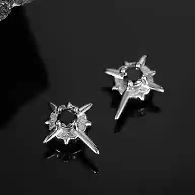 色菲尔 八芒星 街头嘻哈时尚百搭精致轻奢高级感 合金 耳钉 男女同款情侣款