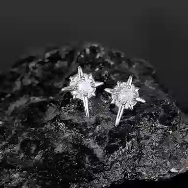 色菲尔 八芒星 街头嘻哈时尚百搭精致轻奢高级感 合金 耳钉 男女同款情侣款