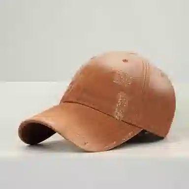 钓鱼熊 复古做旧破洞显脸小软顶小众个性渐变色 棉 鸭舌帽 男女同款情侣款