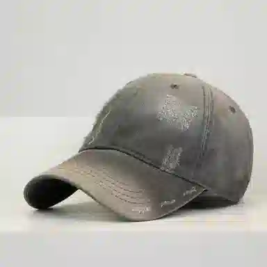 钓鱼熊 复古做旧破洞显脸小软顶小众个性渐变色 棉 鸭舌帽 男女同款情侣款