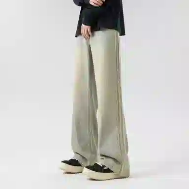 王者荣耀 标语款 美式复古设计做旧水洗直筒字母基础款高街休闲显瘦垂感长裤牛仔裤 男女同款