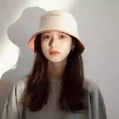 优幽兰 日系甜美拼色高级感显脸小遮阳帽休闲百搭户外出行防紫外线防晒帽素颜遮脸骑车可戴 棉 渔夫帽 女款