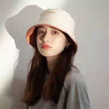 优幽兰 日系甜美拼色高级感显脸小遮阳帽休闲百搭户外出行防紫外线防晒帽素颜遮脸骑车可戴 棉 渔夫帽 女款