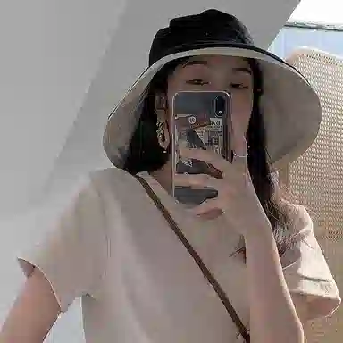 优幽兰 时尚潮流高级感大檐显脸小户外百搭小众设计感拼色透气遮阳防紫外线骑行太阳帽双面可戴 棉 防晒帽 女款