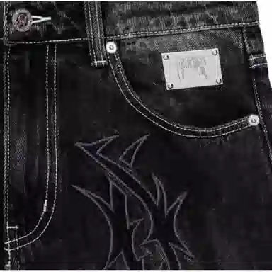 Revenge Embroidered Jeans Black
