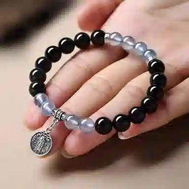 易明居 新中式招财暴富 五路财神  时来运转 小众轻奢百搭高级感串珠 水逆退散 转运珠#好运 黑曜石 手串 男女同款情侣款