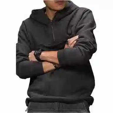 季言 舒适休闲简约纯色厚款连帽重磅卫衣 男款 灰色
