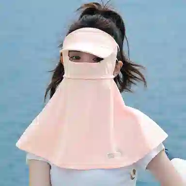 上海故事 立体帽檐护颈遮阳脸基尼 夏季防紫外线冰丝遮全脸护颈开车口罩 聚酯纤维 氨纶 防晒面罩 女款