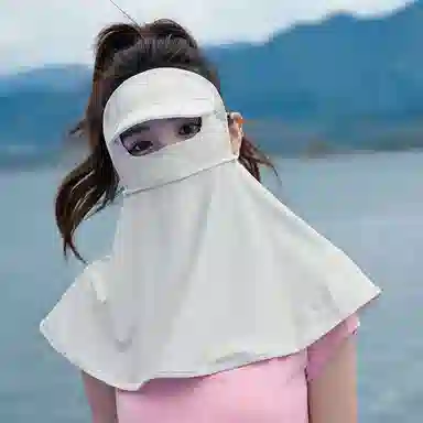 上海故事 立体帽檐护颈遮阳脸基尼 夏季防紫外线冰丝遮全脸护颈开车口罩 聚酯纤维 氨纶 防晒面罩 女款