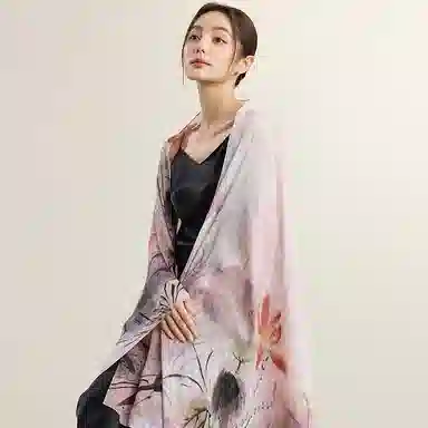 上海故事 韵染荷香提花绫真丝丝巾长巾礼盒装 披肩 女款