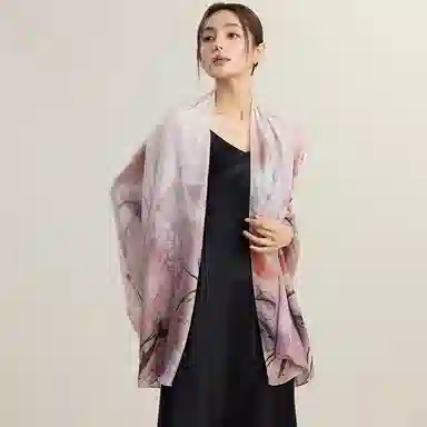 上海故事 韵染荷香提花绫真丝丝巾长巾礼盒装 披肩 女款