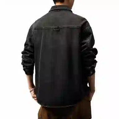 贵色 高端美式复古时尚都市纯色牛仔外套 男款 黑色