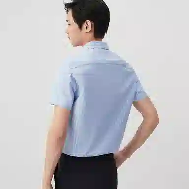 红豆 休闲商务简约透气柔软全棉条纹短袖衬衫 男女同款