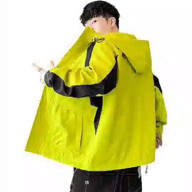 雅鹿优选 春秋连帽宽松工装潮牌山系户外防水拼色休闲夹克外套 男款