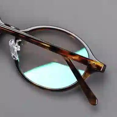 青雉作 加高可调鼻托书呆子 复古学院风高知 超轻高度近视文艺 醋酸板材 椭圆形 光学镜架 男女同款情侣款 玳瑁色 黑色