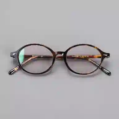 青雉作 加高可调鼻托书呆子 复古学院风高知 超轻高度近视文艺 醋酸板材 椭圆形 光学镜架 男女同款情侣款 玳瑁色 黑色