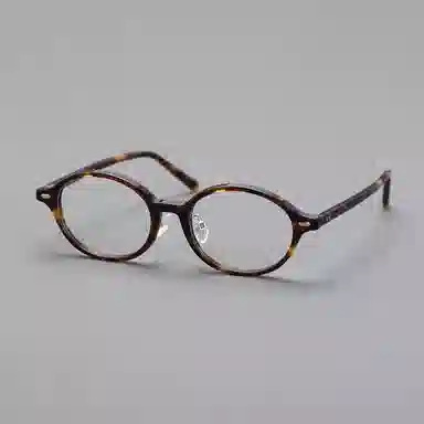 青雉作 加高可调鼻托书呆子 复古学院风高知 超轻高度近视文艺 醋酸板材 椭圆形 光学镜架 男女同款情侣款 玳瑁色 黑色