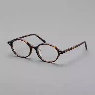 青雉作 加高可调鼻托书呆子 复古学院风高知 超轻高度近视文艺 醋酸板材 椭圆形 光学镜架 男女同款情侣款 玳瑁色 黑色