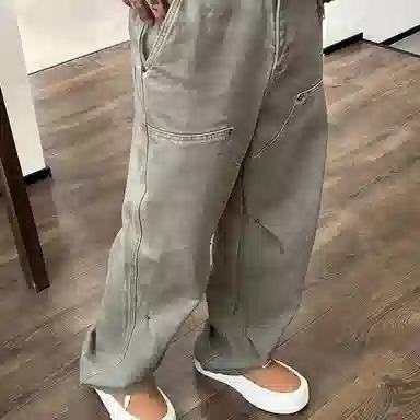 OX-FREAK Geometric Deconstructed Vintage Jeans Green