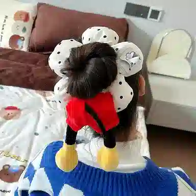 零界 创意老鼠屁股红色波点 拍照腿发饰大肠圈 毛绒 发圈 女款