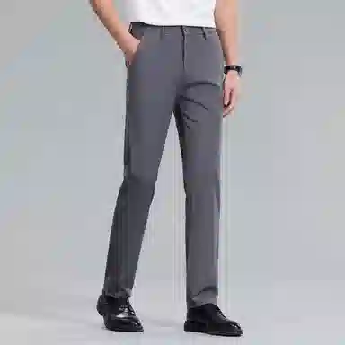 红豆 纯色易打理垂顺直筒宽松轻商务日常百搭舒适长裤休闲裤 男款