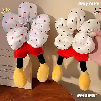 零界 创意老鼠屁股红色波点 拍照腿发饰大肠圈 毛绒 发圈 女款