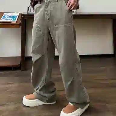 OX-FREAK Geometric Deconstructed Vintage Jeans Green