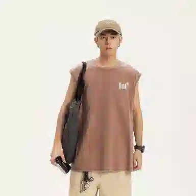 兰缪 日系纯色简约宽松直筒柔软舒适亲肤通勤百搭打底圆领休闲无性别主义水洗做旧无袖背心 男女同款