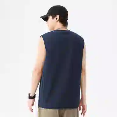 快鱼 美式高街风霸气炫酷字母图案小清新格调纯色纯棉基础款无袖背心 男女同款