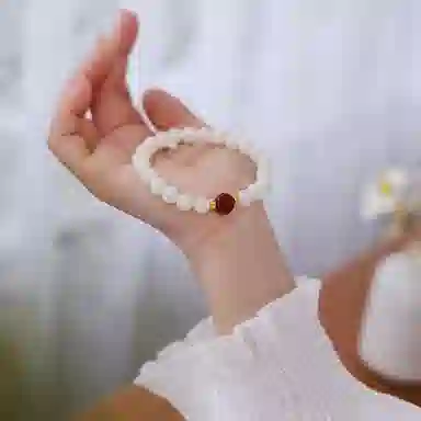 木盛缘 【顺丰包邮】 上岸桃花有钱花 本命年新中式国潮复古时尚设计文玩佛珠单圈#好运黑檀木 菩提根 手串 男女同款情侣款