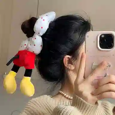 千桐 创意老鼠屁股红色波点 拍照腿发饰大肠圈 毛绒 发圈/头绳 女款