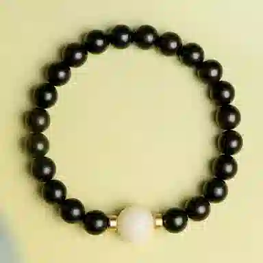 木盛缘 【顺丰包邮】 上岸桃花有钱花 本命年新中式国潮复古时尚设计文玩佛珠单圈#好运黑檀木 菩提根 手串 男女同款情侣款