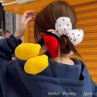 千桐 创意老鼠屁股红色波点 拍照腿发饰大肠圈 毛绒 发圈/头绳 女款