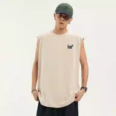 兰缪 日系纯色简约宽松直筒柔软舒适亲肤通勤百搭打底圆领休闲无性别主义水洗做旧无袖背心 男女同款