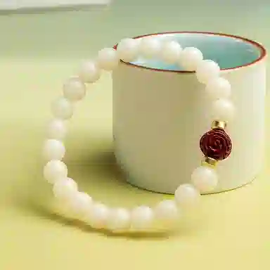 木盛缘 【顺丰包邮】 上岸桃花有钱花 本命年新中式国潮复古时尚设计文玩佛珠单圈#好运黑檀木 菩提根 手串 男女同款情侣款